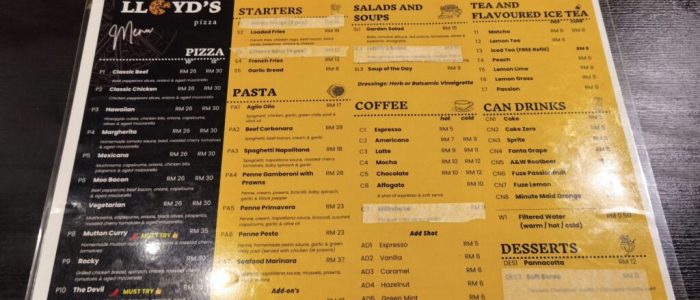 Pizza Lloyds Subang Jaya - Tempat Makanan Terbaik Di SS15